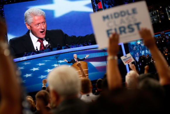 President Bill Clinton delivering his speech at the 2012 Democratic National Convention in Charlotte, North Carolina. (Credit: Hearst Communications, Inc.)