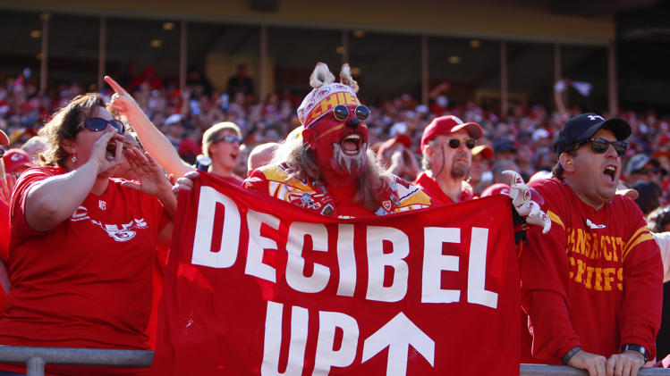 Kansas City Chiefs fans "decibel up" to break the record for loudest fans. (Credit: Yahoo Sports)