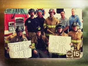 Firefighters at a appreciation luncheon hosted by the Arizona 100 Club and Organ Stop Pizza in Mesa, AZ. (Credit: Scripps Media, Inc. / ABC15)