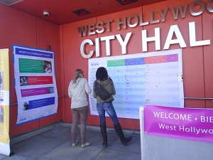 A pop-up workshop booth at the City of West Hollywood City Hall lobby (Credit: PMCworld.com)