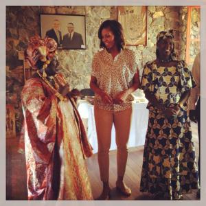 First Lady Michelle Obama shared her meeting with local artists on Goree Island  in Senegal on her Instagram. (Credit: Michelle Obama's Instagram Account )