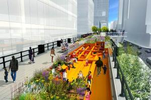 A conceptual simulation of a portion of New York City's Highline Park.  (Credit: Friends of the Highline)